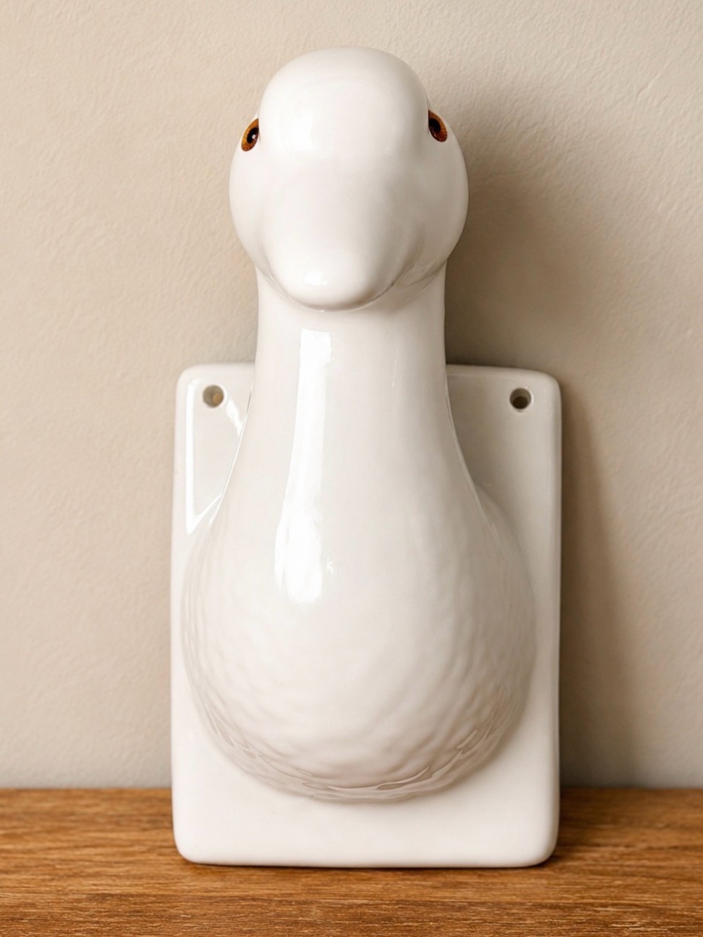Vintage White Ceramic Goose Wall Hook